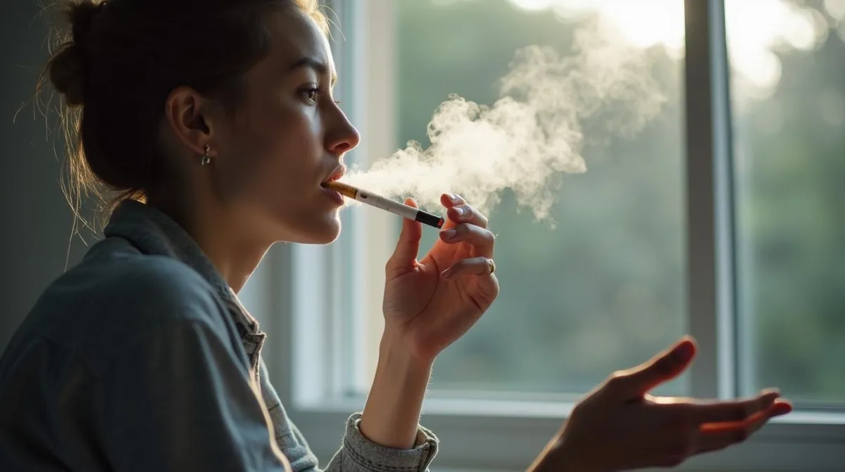 A calm, realistic Dayton-area scene connected to quitting smoking or vaping habits with hypnosis support for Everleigh Hypnosis readers in Dayton, OH.